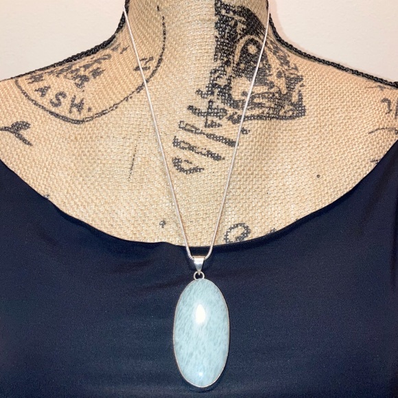 Huge Amazonite Gemstone Handmade Pendant Necklace - Picture 4 of 5